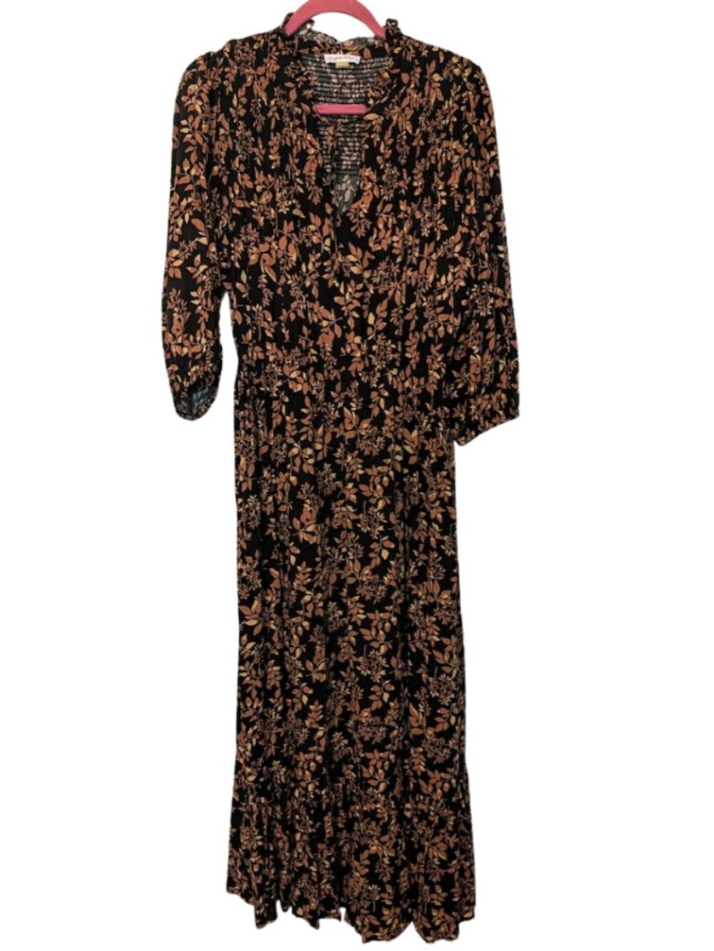 Calvin Klein 3/4 black floral maxi dress Size XL